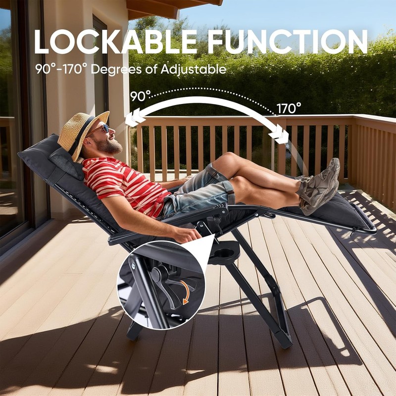 Zero Gravity Chair Reclining Lounge Chair w/ Removable Cushion Indoor & Outdoor gallery