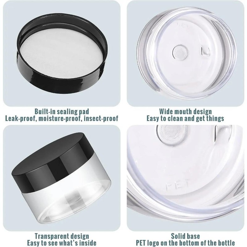12PCS Plastic Cream Jars Travel Sample Containers Leakproof Wide Mouth 2-20ml gallery