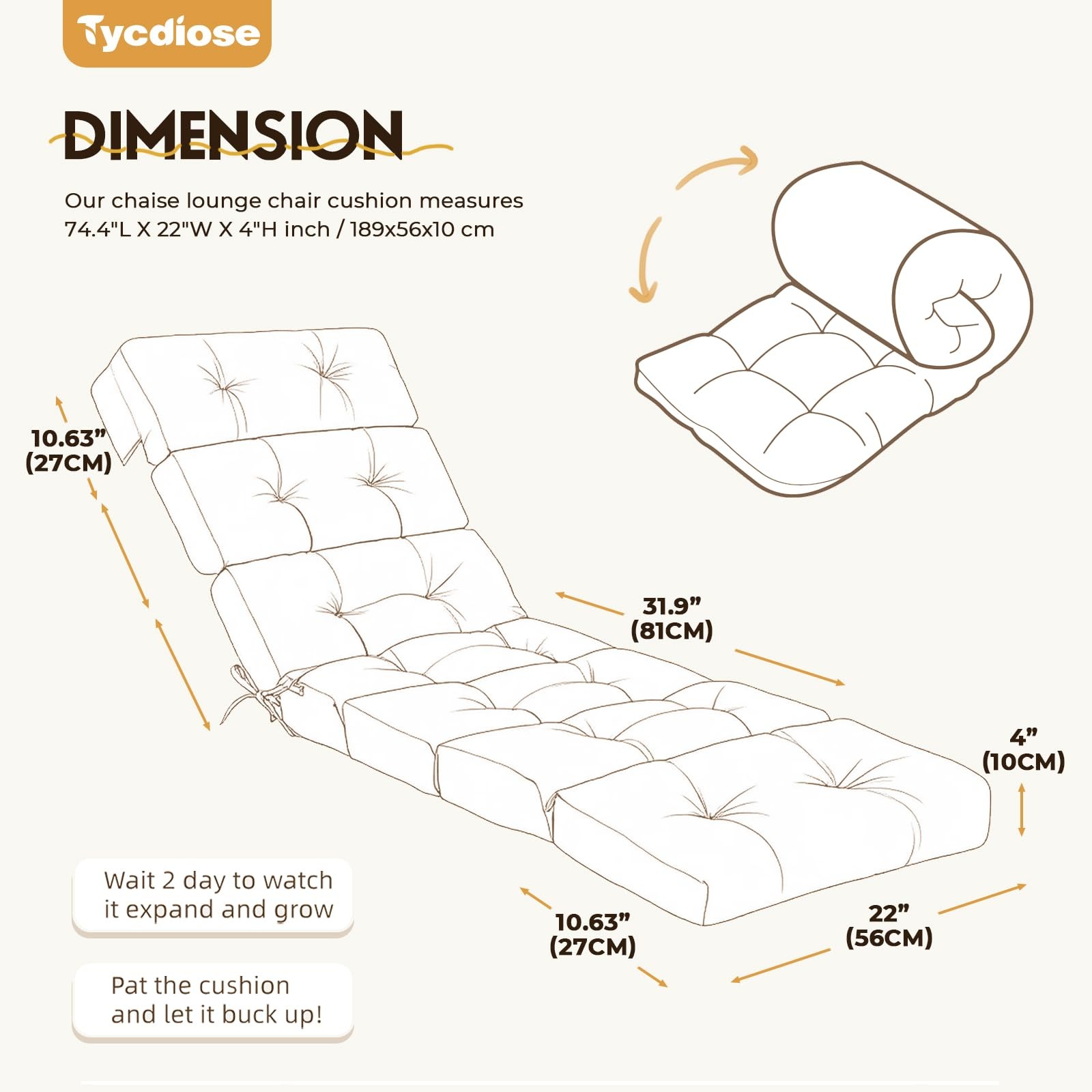 All Weather Chaise Lounge Cushions Outdoor 74.4 x 22 x 4 Inches Lounge Chair ... gallery