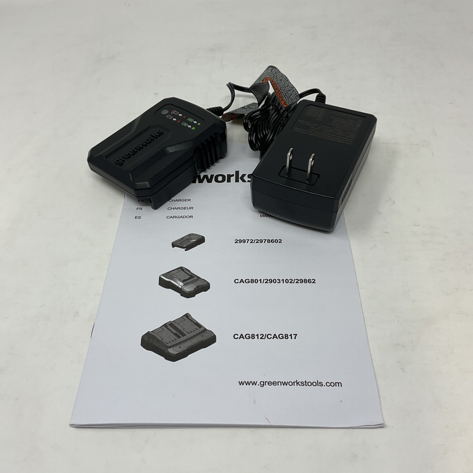 OEM Greenworks 24V Compact Battery Charger 2978602 24 Volt + owner's manual gallery