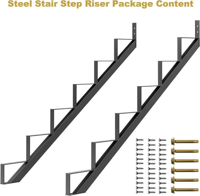 2pcs Steel Stair Riser Step Stair Stringer Metal Stair Step Riser for Outdoor gallery