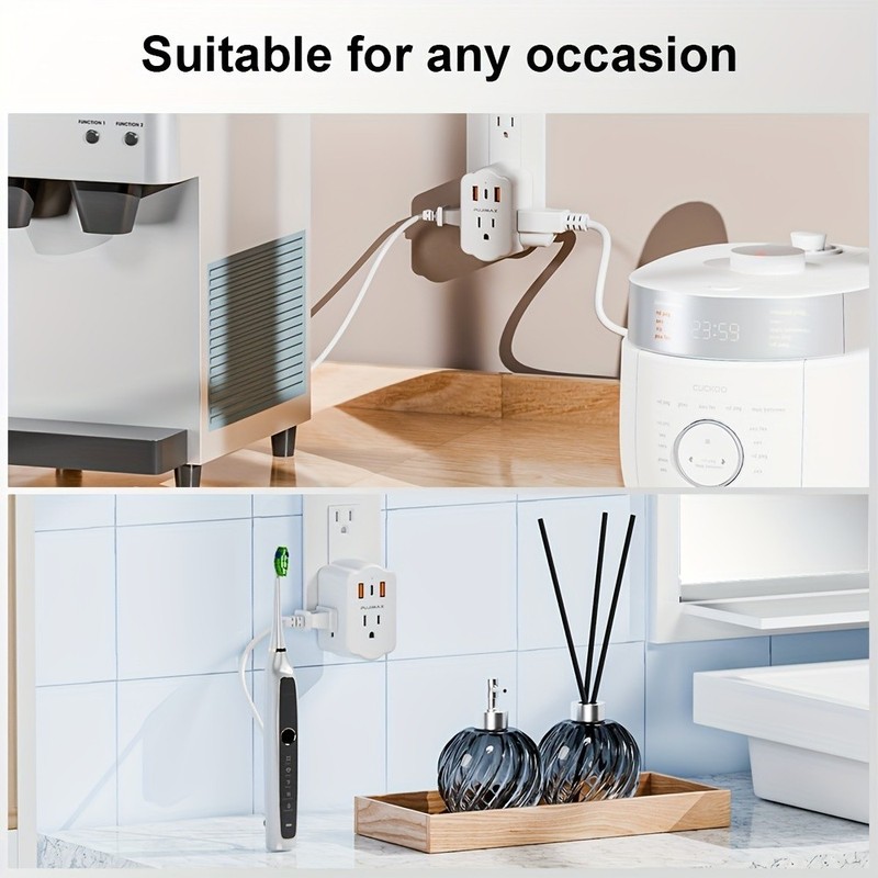 Multi Functional Wall Socket With 2 USB Ports, 1 Type-C Port, And 3 AC Plug Port gallery