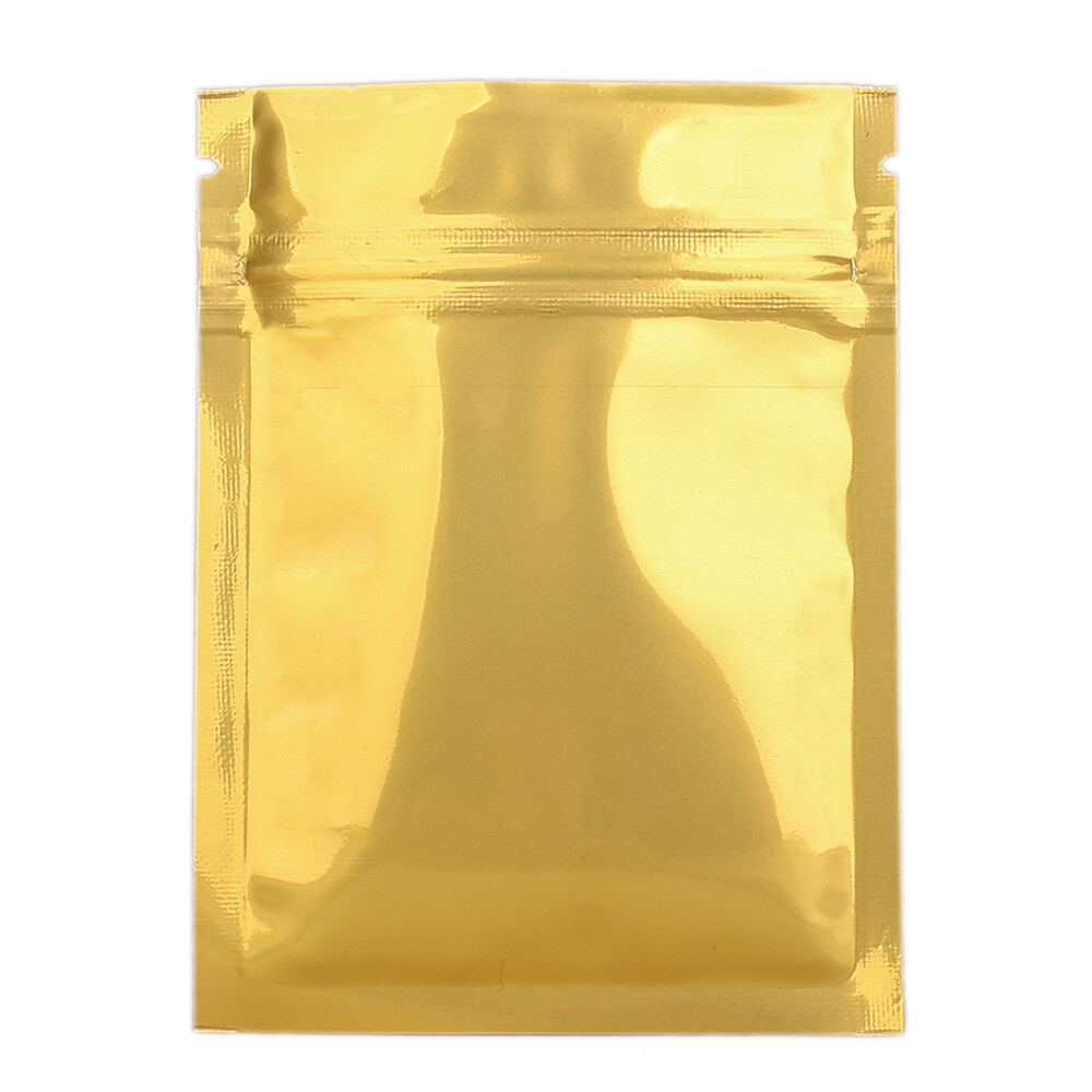 100PCS Double Sided Glossy Gold Resealable Zip Seal Lock Food Storage Bags 3x4" gallery