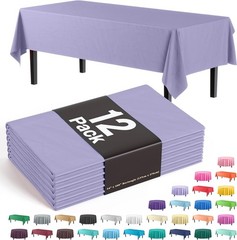 12-Pack Premium Plastic Tablecloth 54in. x 108in. Rectangle Table Cover –