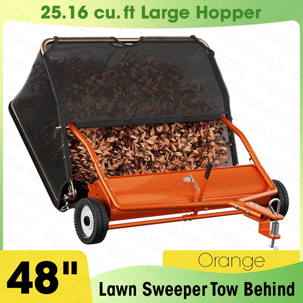 48" Lawn Sweeper Tow Behind, Leaf Collector ,Lage Pull Behind Lawn Grass Sweeper gallery