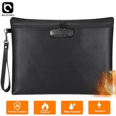 14×10″ Fireproof Document Bag With Lock Waterproof Safe Cash A4 Travel Large