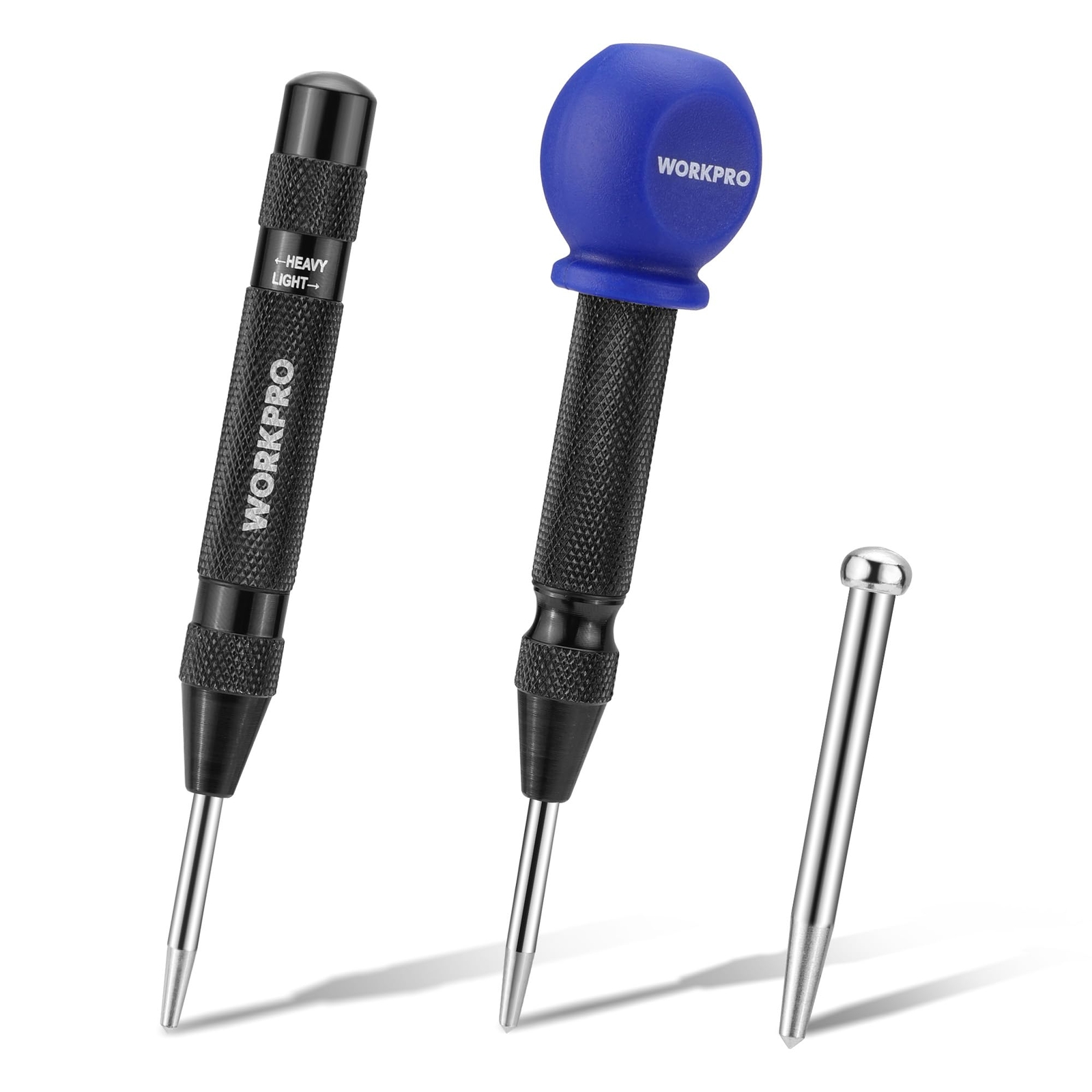 WORKPRO 2Pack Automatic Center Punch Adjustable Spring Loaded Metal Center Punch gallery