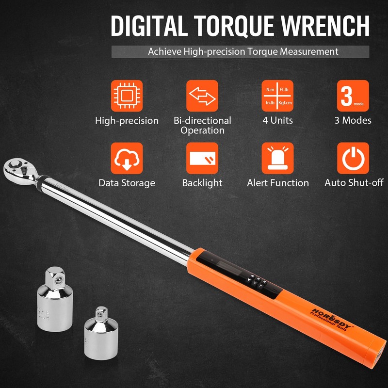 3PC Electronic Digital Torque Wrench Heavy Duty 25-250ft.lb / 17-340n.m Adapter gallery