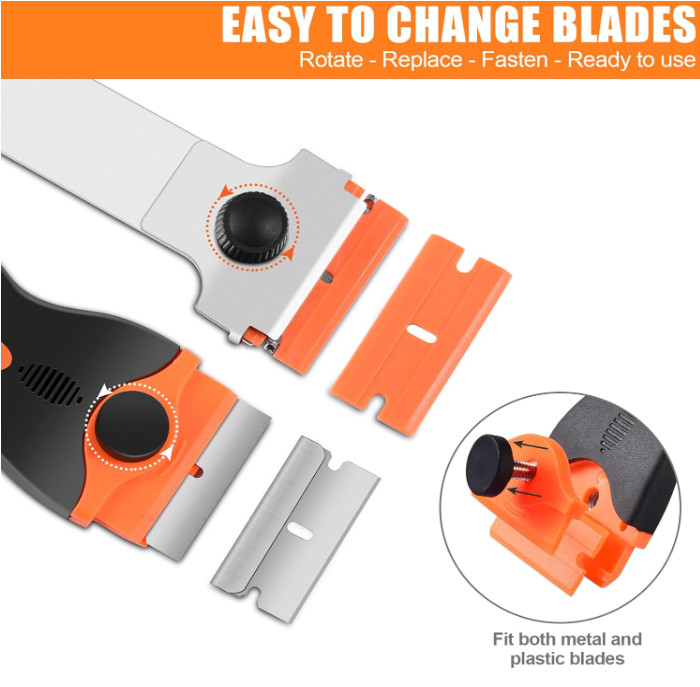 NECAMOCU 4 Pack Razor Blade Scraper, Premium Cleaning Scraper Tool with 50 PCS M gallery