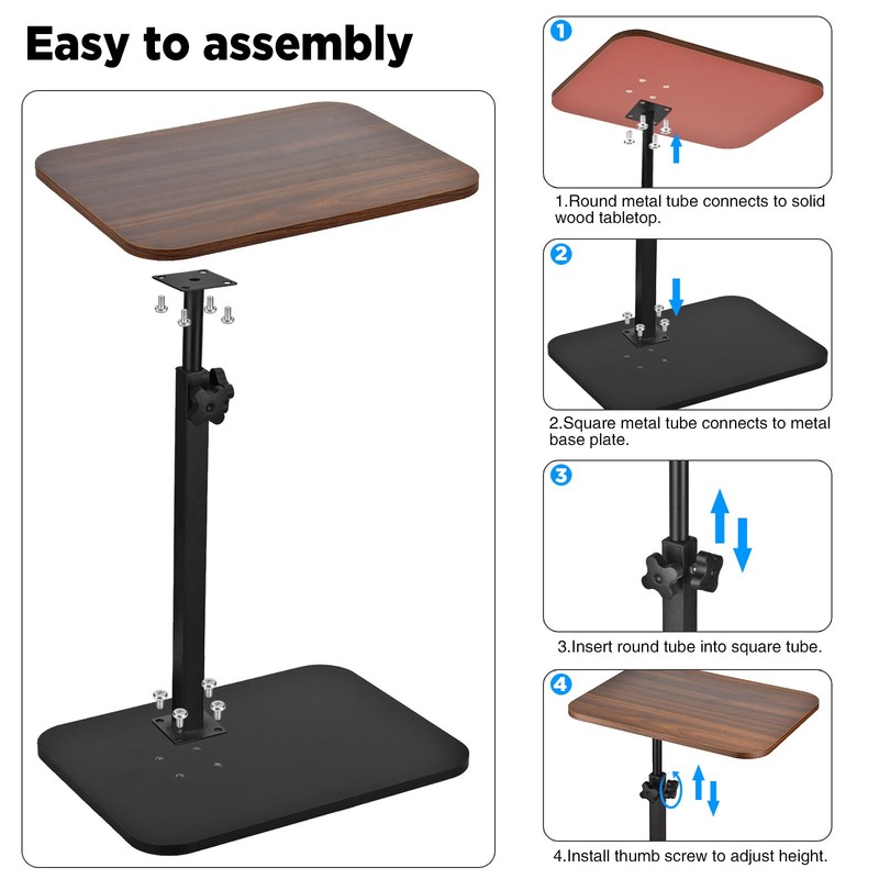 Small Side Table for Couch 360° Swivel C Shaped End Table Height Adjustable gallery