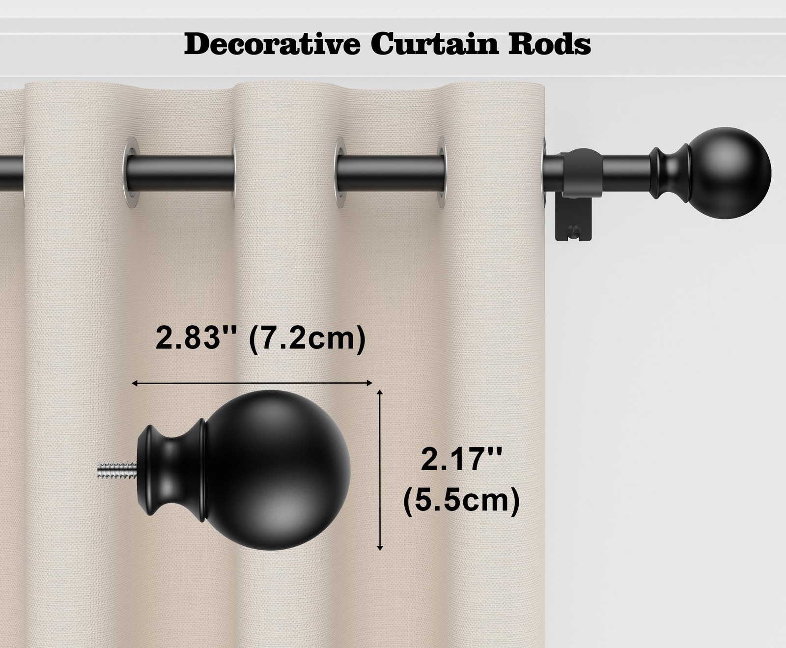 Curtain Rods Fits 170 Inch Window Adjustable 7/8 Inch Diameter Black 14 Ft gallery