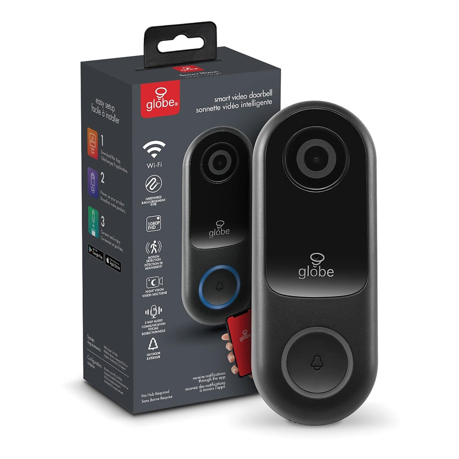 Wi-Fi Smart Video Doorbell, Hardwired, No Hub Required, IP54 Rated, 1080p, Mo... gallery