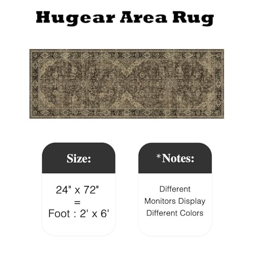 2x6 Runner Rug Hallway Machine Washable Retro Brown Vintage Floral Low Pile gallery