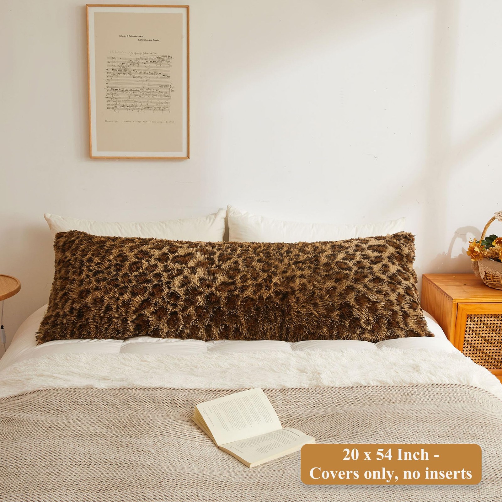 20x54 Fluffy Leopard Print Body Pillow Cover, Cheetah Print Plush Fuzzy Faux ... gallery