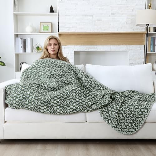 Block Print Quilted Basil Green Throw Reversible Blanket 60 x 90 Inches Cotton gallery