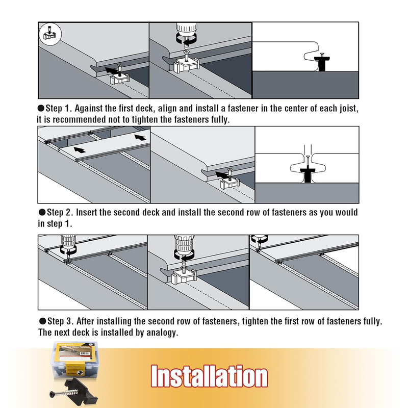 Universal Hidden Deck Fasteners with Stainless Steel Screws, 90 per Box gallery