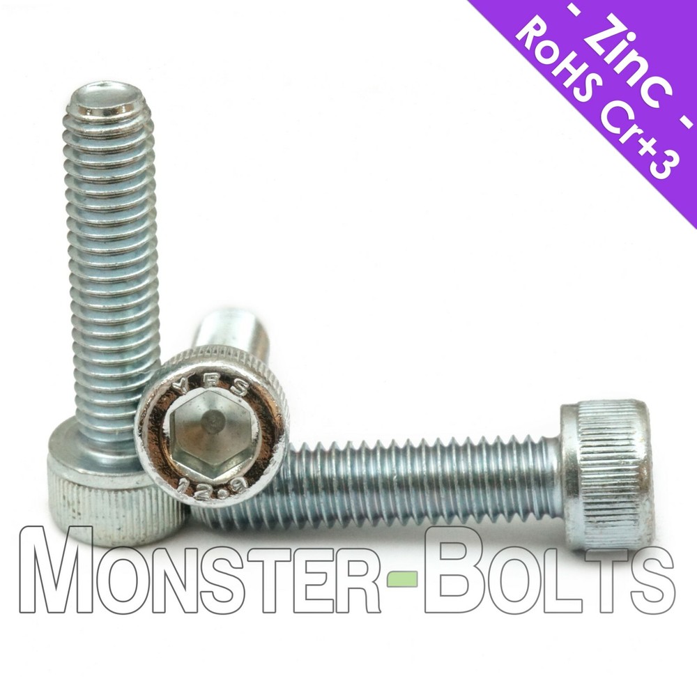 M4 Socket Head Cap Screws, Zinc Plated Heavy-Duty Class 12.9, Metric Coarse 0.70