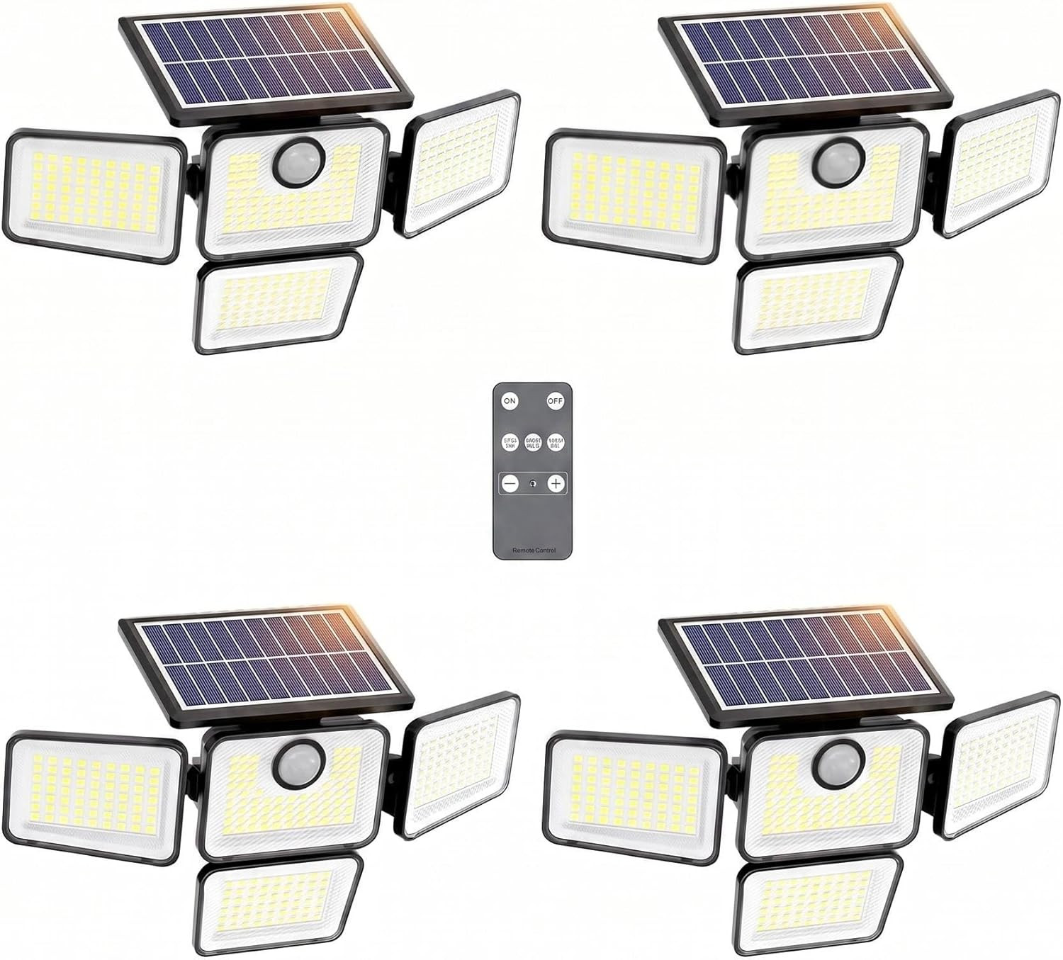 6000LM Solar Lights Outdoor Waterproof, 4 Heads Motion Sensor Flood Lights with gallery