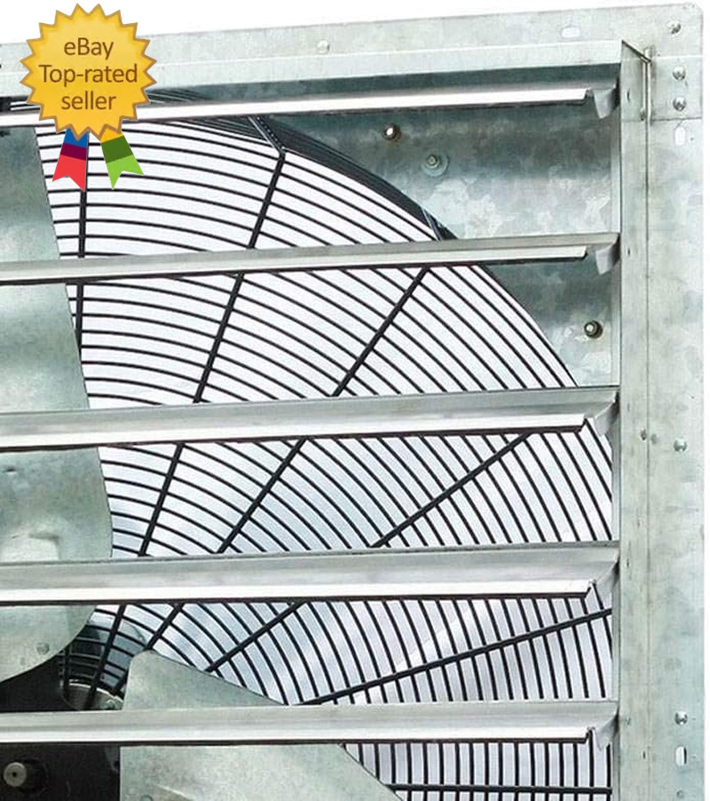 - 36" Wall Mounted Shutter Exhaust Fan - Automatic Shutter - Single Speed - Vent gallery