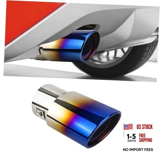 Blue Straight-Blue Chrome Exhaust Tip - 1.5" - 2.1" Inlet - Stainless Steel gallery
