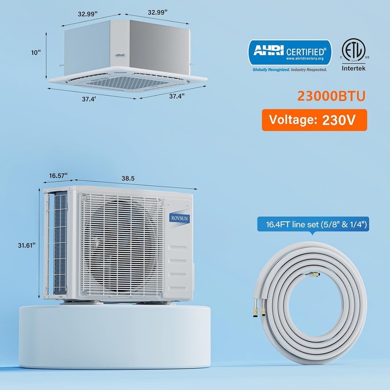 23,000 BTU Ceiling Cassette Mini Split AC & Heat Pump, Inverter Air Conditioner gallery