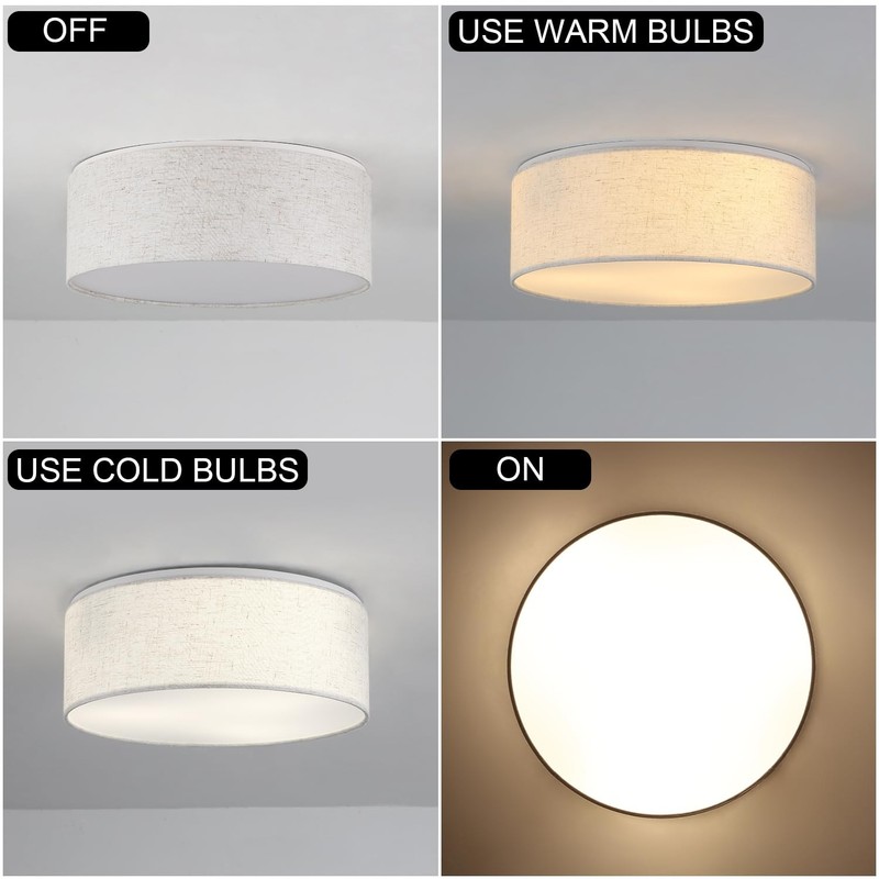 3-Lights Drum Ceiling Light Fixture 12.6 Inches, Vintage Unique Semi Flush Mo... gallery