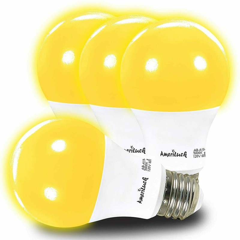A19 Colored LED Bug Mosquito Light Bulb 60W Equivalent (7W) Multicolor 4 Pack gallery
