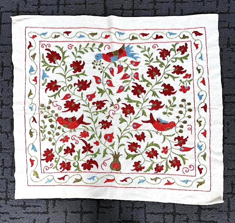 TABLE TOP - WALL HANGING- UZBEK SUZANI 40" x 37" - SILK EMBROIDERY ON COTTON gallery