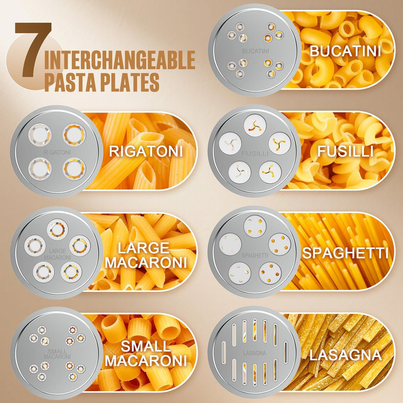 Pasta Maker Attachment for Kitchenaid Stand Mixer, 7 Interchangeable Pasta Plate gallery
