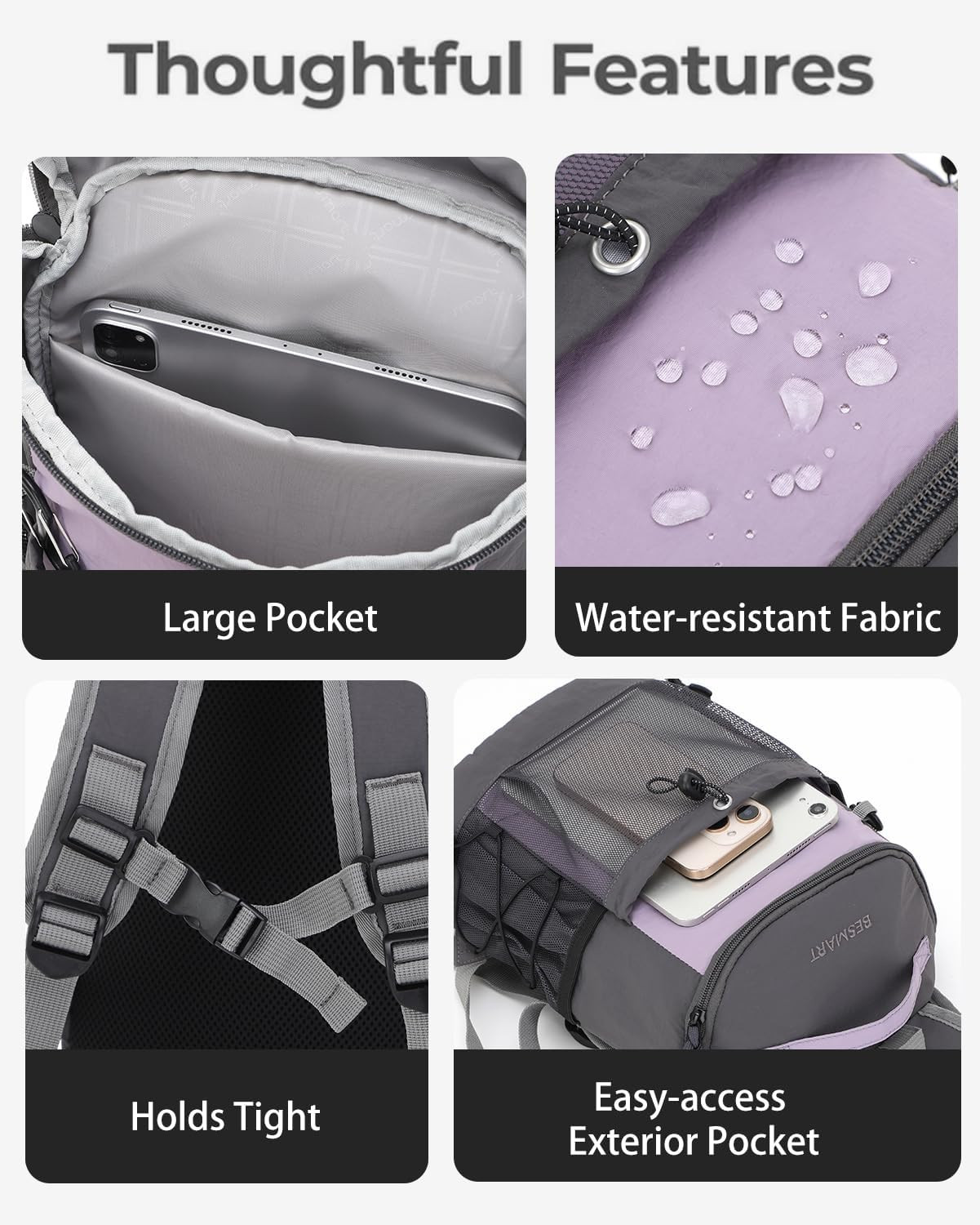 Small Hiking Backpack with S Hook, Durable Waterproof Mini Rucksack, Lightweight 5