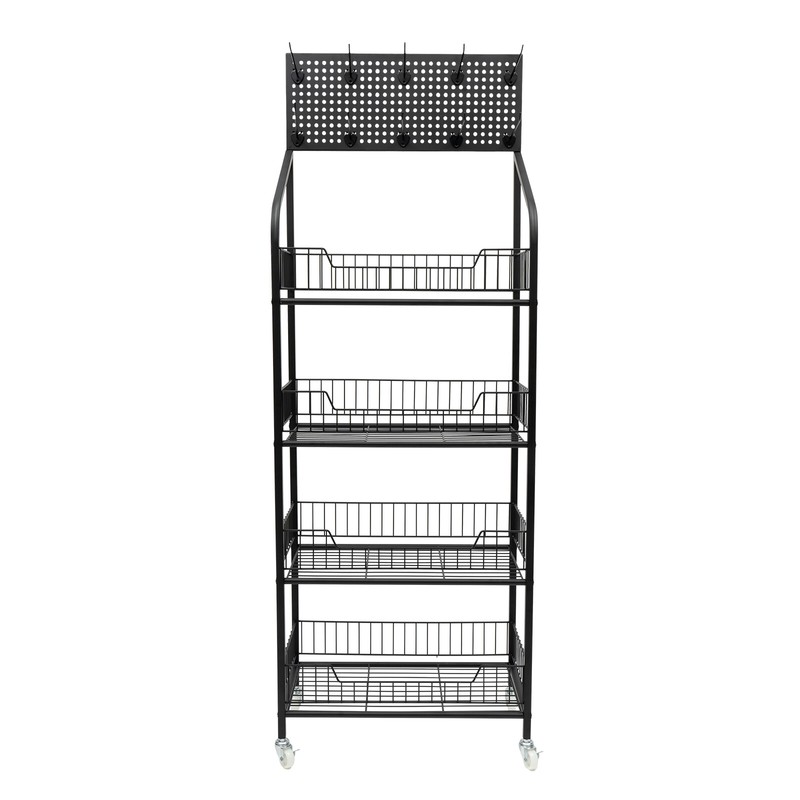 4Tier Retail Display Rack With Wheel Wire Snack Candy Display Stand Kitchen Rack gallery