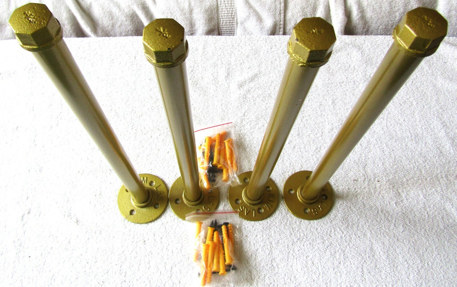 16" Pipe Gold Tone Shelf Brackets, Set of 4. NIB. gallery