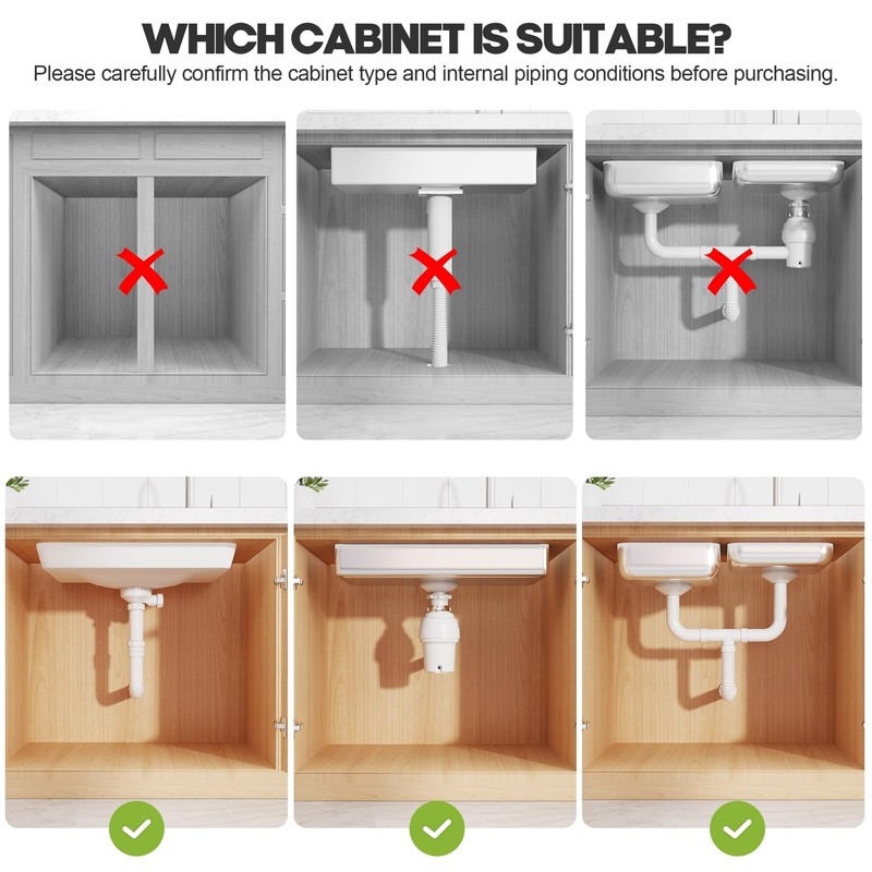 Under Sink Organizer 2 Tier Pull Out Adjustable Height Slide Tracks Black gallery