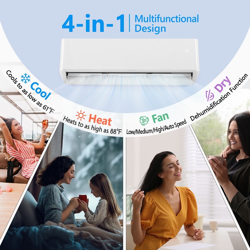 18,000 BTU Mini Split Air Conditioner Heat Pump 230V Dehumidify 23 SEER2 Home gallery