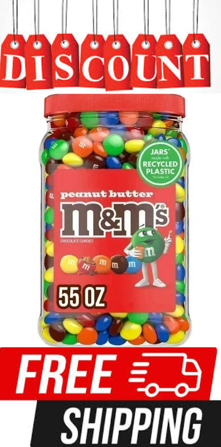M&Ms Peanut Butter Candy 55 oz Jar Chocolate Candies Tub Bulk 3.43LB (FREE SHIP) gallery