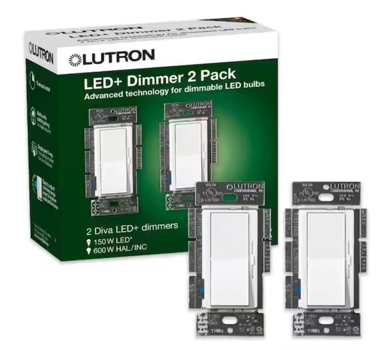 Lutron Diva LED+ Dimmer Switch for Dimmable LED Bulbs (DVCL-153P-WH-2) (2-Pack) gallery