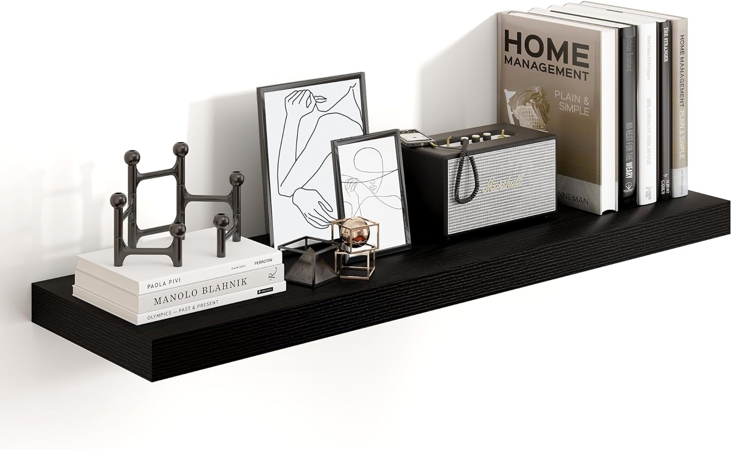 36" Black Floating Wall Shelves - 10" Deep, Invisible Brackets, Multi-Use Decor gallery