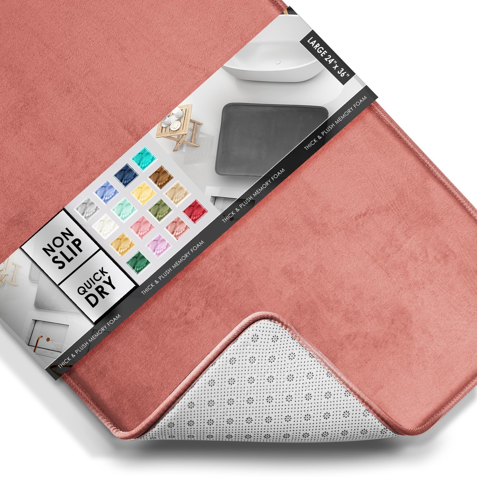 Clara Clark Bathroom Rugs Velvet Memory Foam Bath Mat Non-Slip Bath Rugs gallery