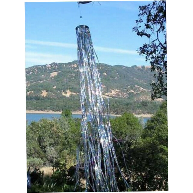 HOLOGRAPHIC MYLAR WINDSOCK RAINBOW SILVER ITB9052 DECORATIVE BIRD PEST DETERRENT gallery