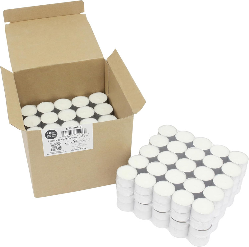 100 Pack Unscented 8 Hour Extended Burn Time Tea Light Candles White gallery