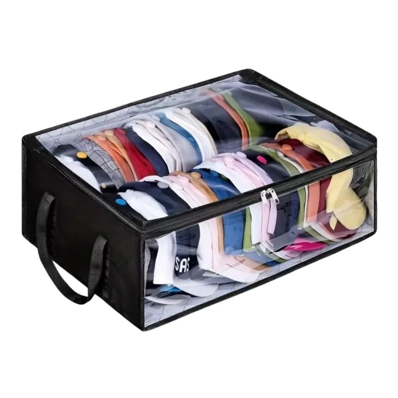 1/2PCS Hat Storage Dust Bag Baseball Hat Cap Organizer Clear Rack Zipper - Black gallery