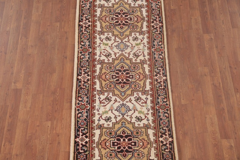 Ivory Geometric Heriz Serapi 8 ft. Runner Rug Wool Hand-knotted 8' 0" x 2' 6" gallery