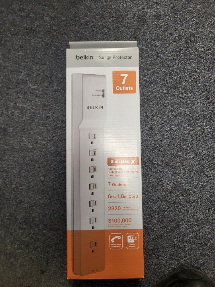 Belkin 6ft 7 Power Surge Protector/Power Strip 2320 Joules