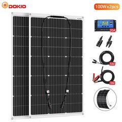 DOKIO 200W 18V Flexible Solar Panel Kit for 12V Battery Charging Boat Off Grid