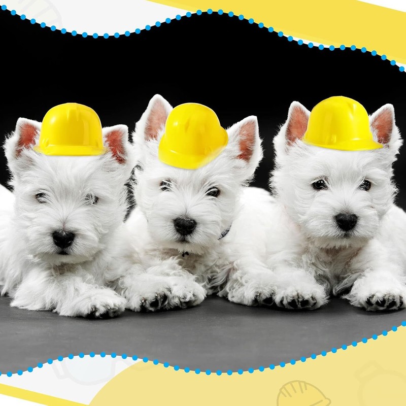 Sratte 25 Pcs Miniature Construction Hat Mini Toy Doll Yellow gallery