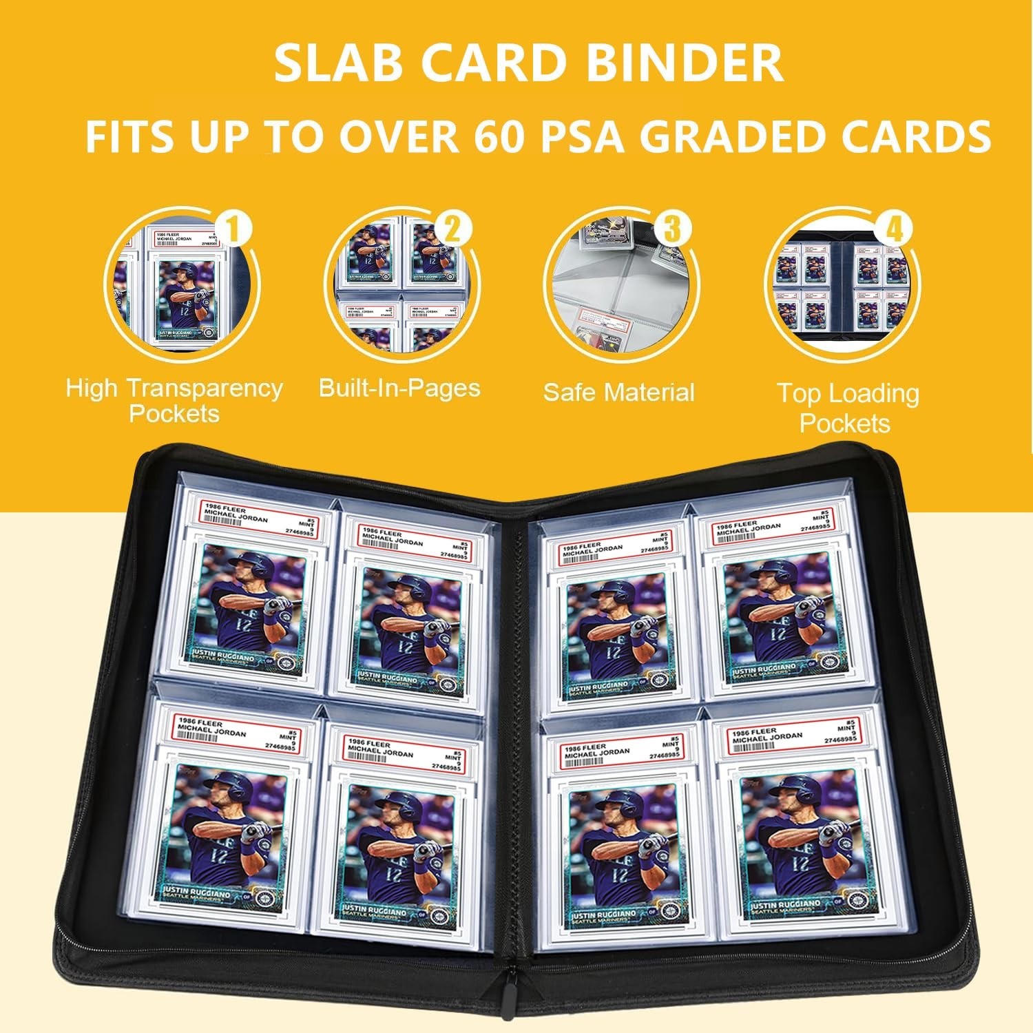 40 Pockets Graded Card Binder, Toploading PSA Slab Holder Album, PU Leather G... gallery