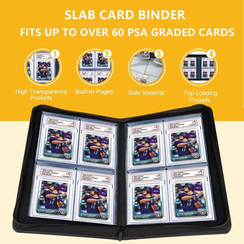 40 Pockets Graded Card Binder, Toploading PSA Slab Holder Album, PU Leather G... gallery