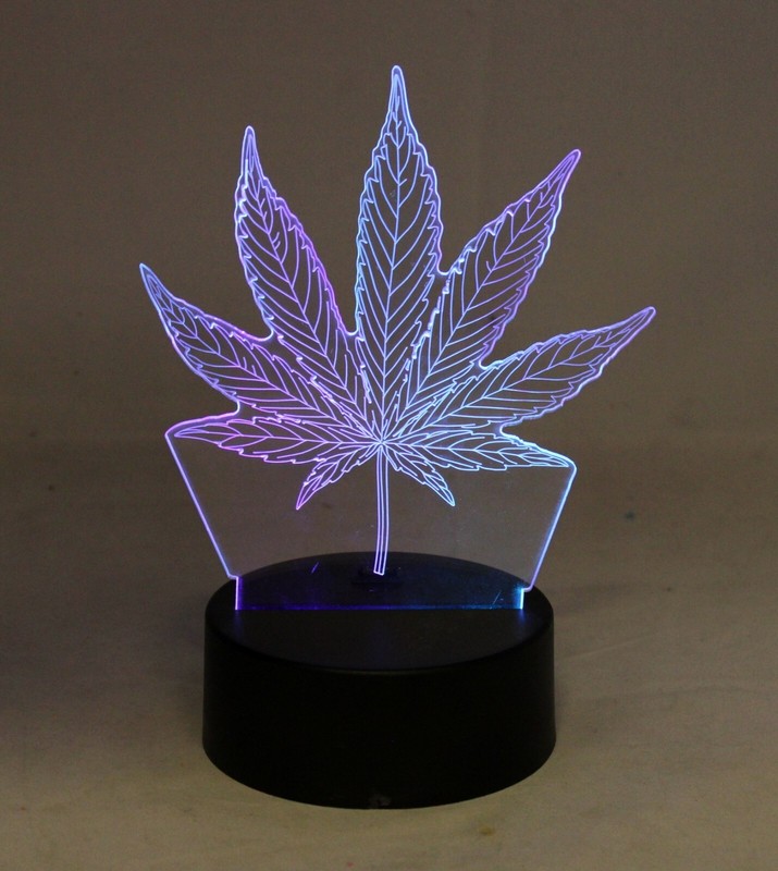3D Marijuana Leaf Weed LED Light 7 Color Changing Table Light Night Light gallery