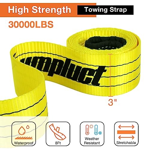 3 inch, 8 Feet Tree Saver, Winch Strap, Tow Straps 30,000 3inx8ft-1p Yellow gallery