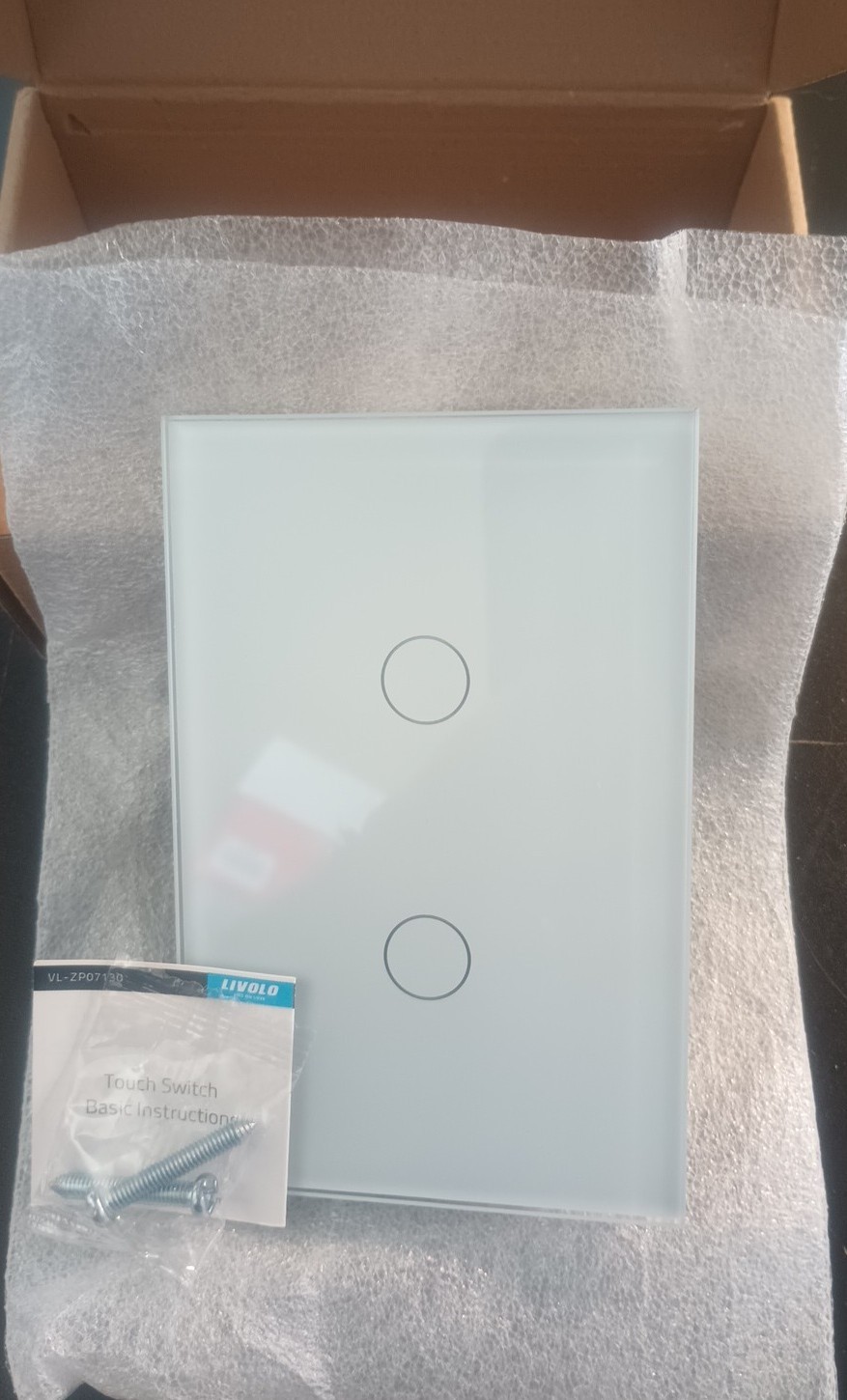 LIVOLO Touch Switch Tempered Glass Panel Two Circles 3 Way LED Indicator White gallery